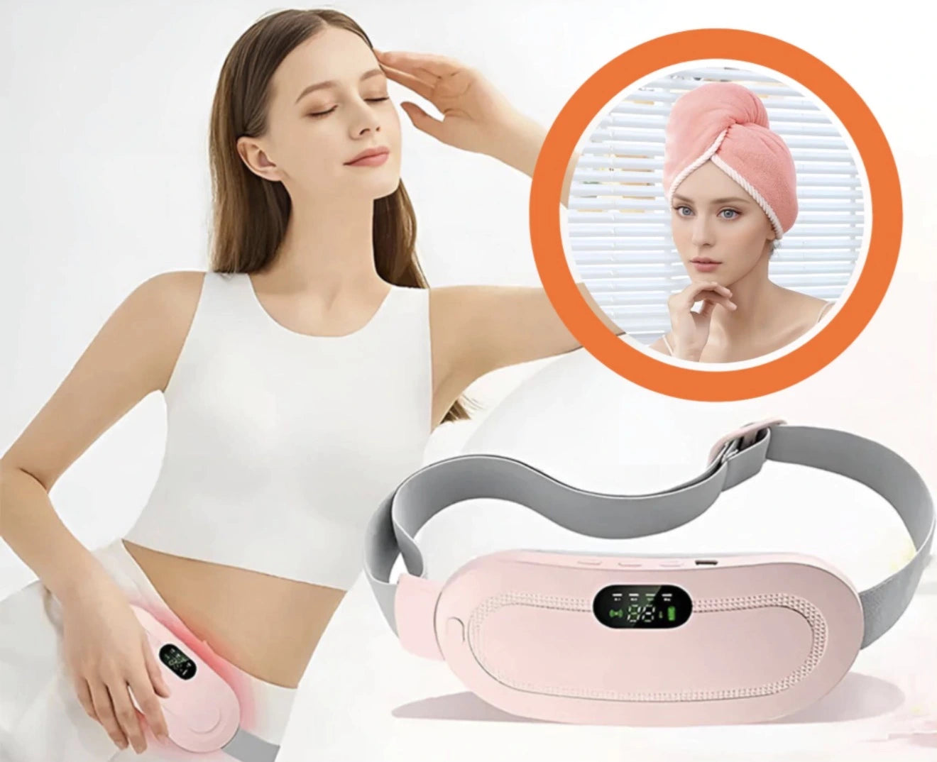 Cinturón térmico para cólicos + Toalla para el cabello de regalo